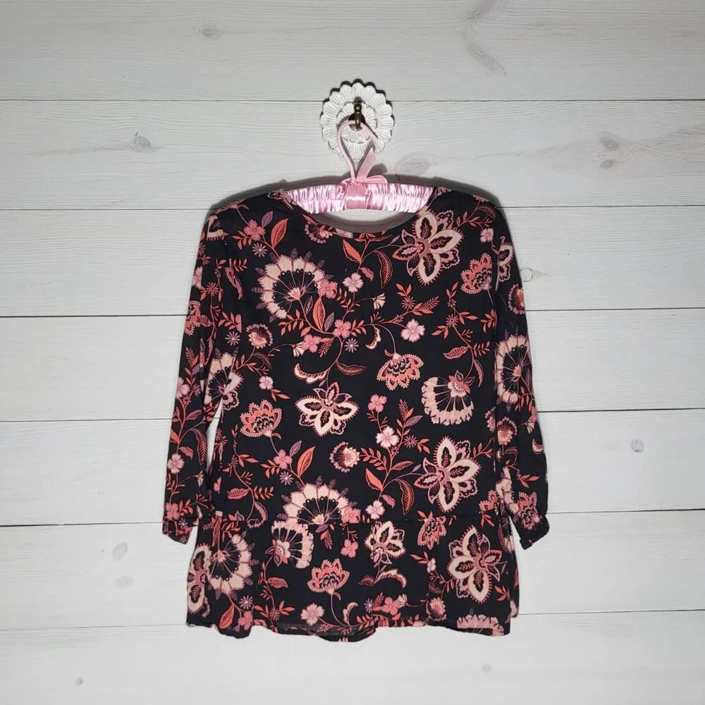 Old Navy Dark Floral Peplum Top BOHO